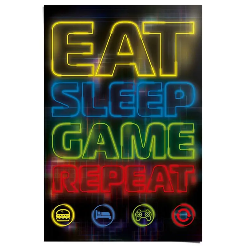 Poster Gaming - eat sleep game repeat 91,5x61