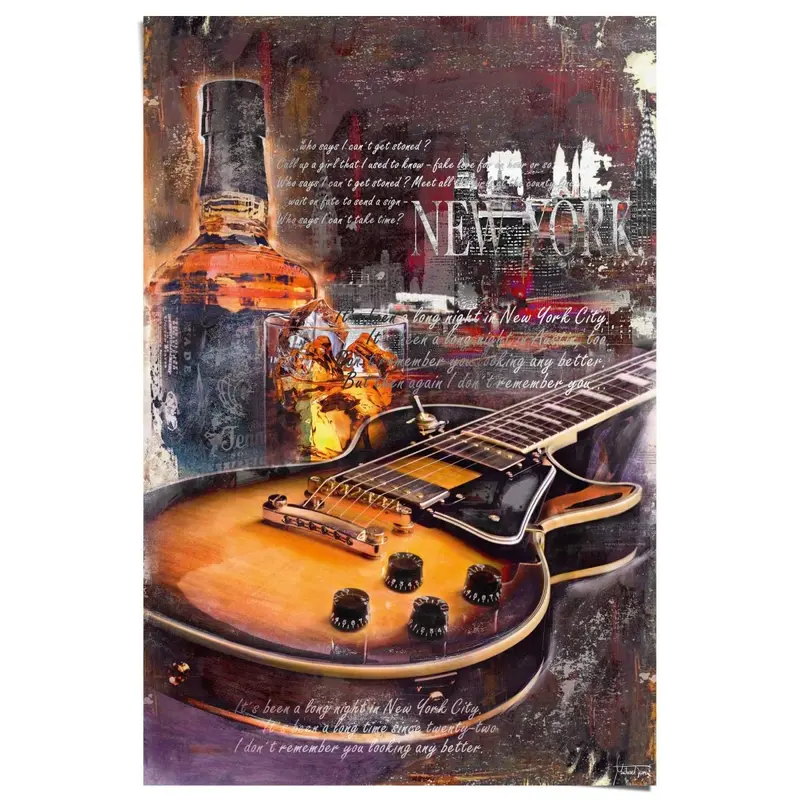Poster Gitaar en whisky 91,5x61