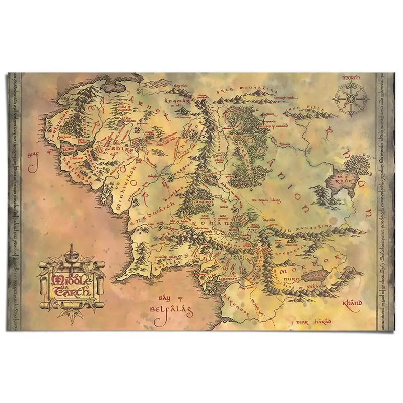 Poster Lord of the Rings - kaart middle earth 61x91,5