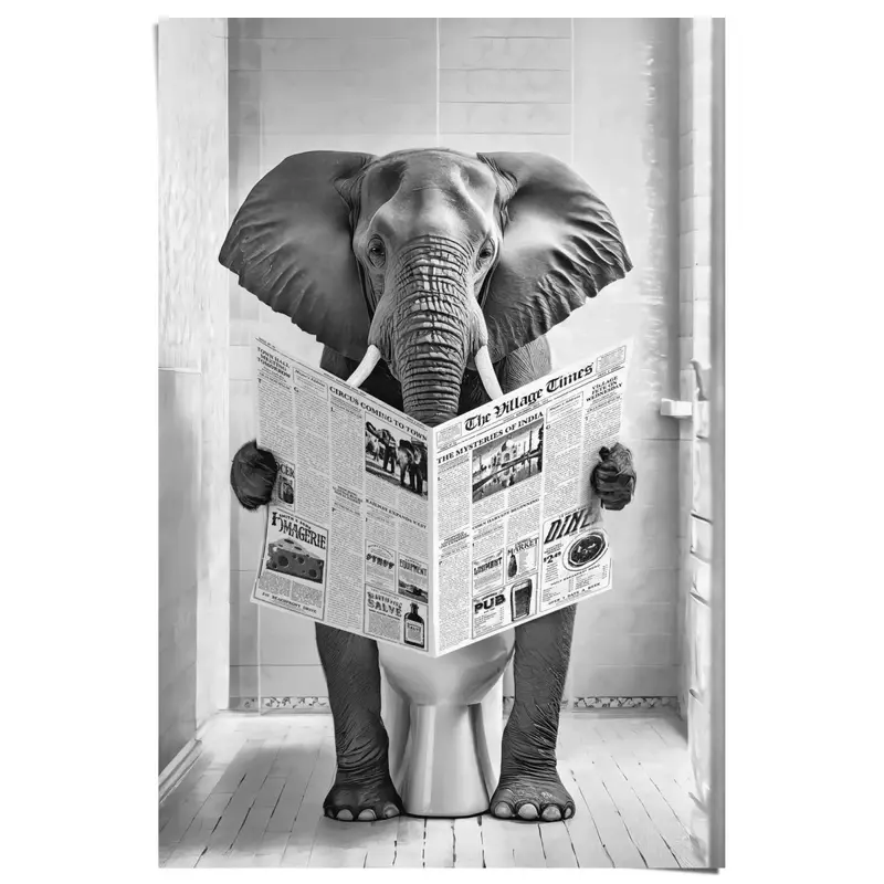 Poster Olifant op toilet 91,5x61