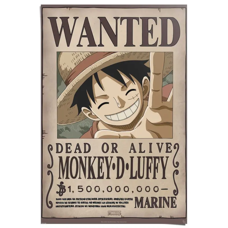 Poster One Piece - wanted Luffy 91,5x61
