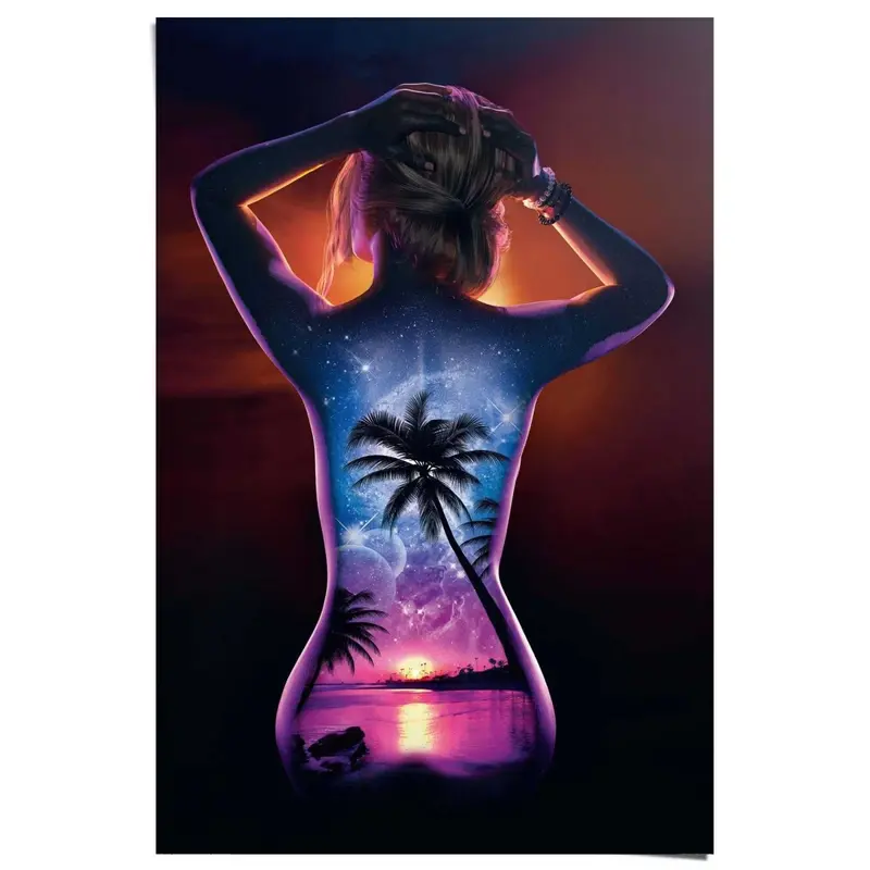 Poster Vrouw - Bodypaint rug 91,5x61