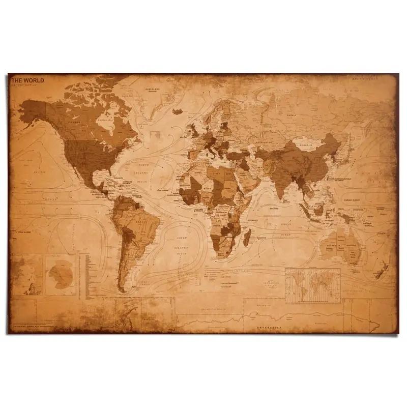 Poster Wereldkaart antiek 61x91,5