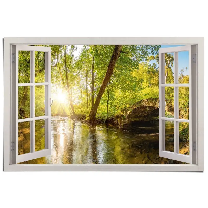Poster Zonnestralen in het bos 61x91,5