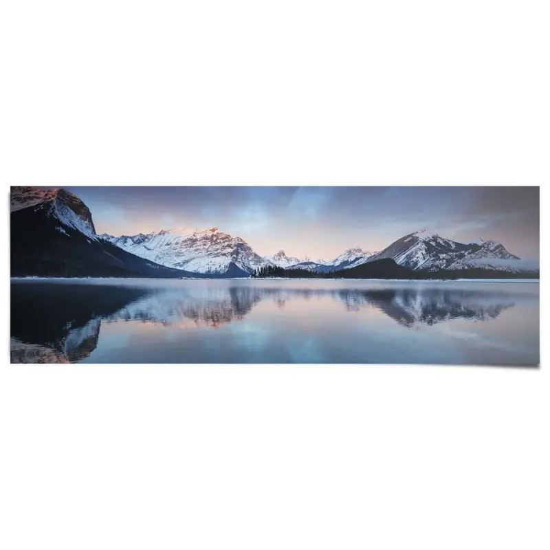 Poster Zonsondergang bergmeer 53x158