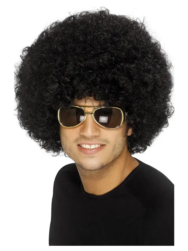 Pruik 70s Funky afro, zwart