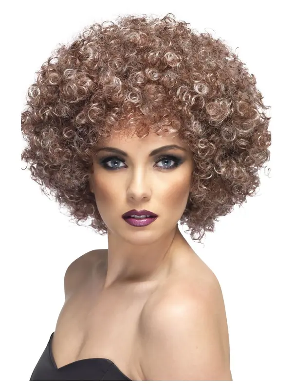 Pruik Afro blond & bruin