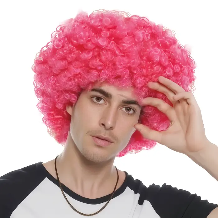 Pruik afro roze