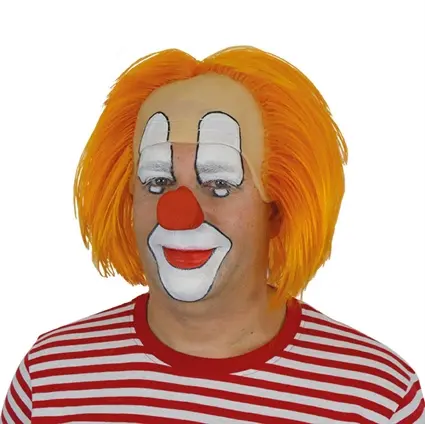 Pruik clown Bas oranje