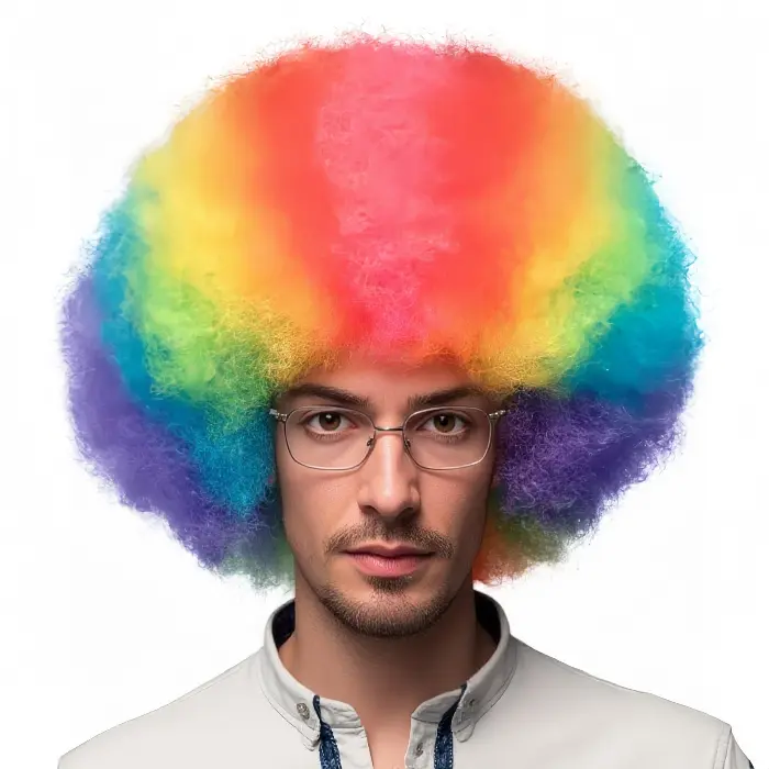 Pruik clown regenboog