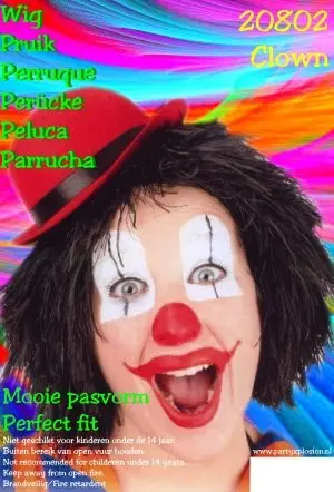 Pruik clown zwart