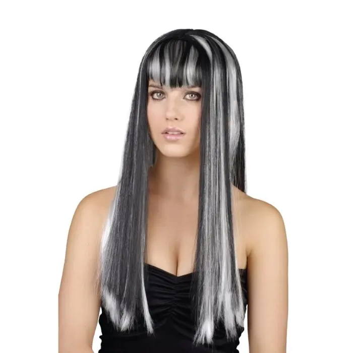 Pruik Halloween zwart/wit