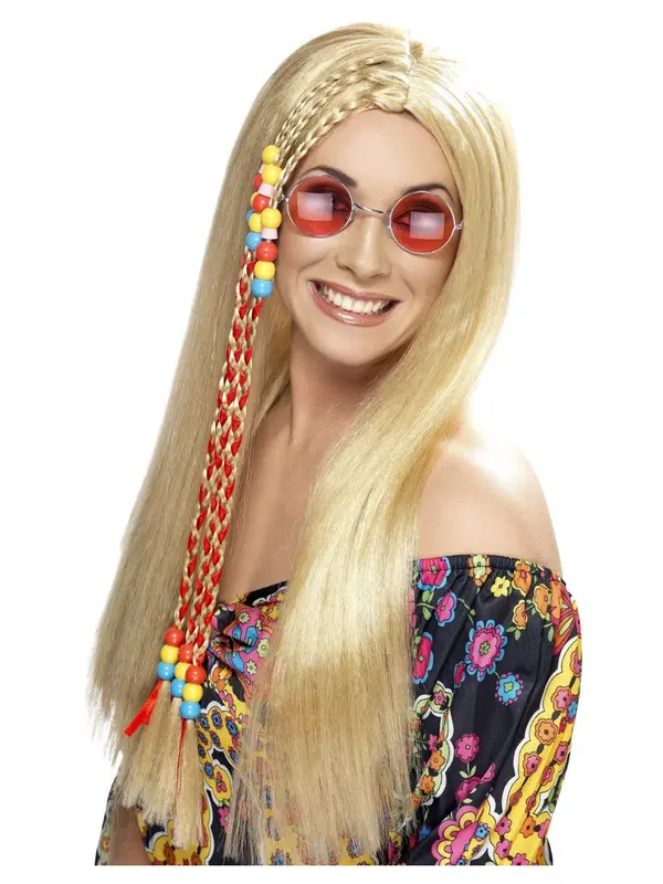 Pruik Hippy met vlecht, blond
