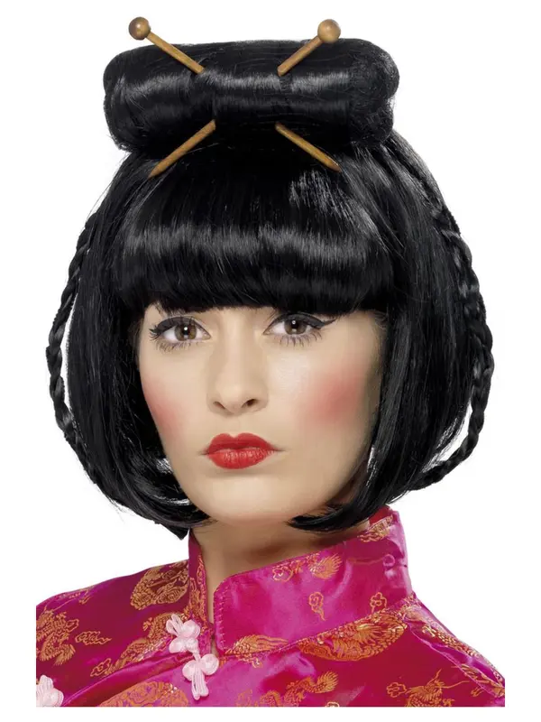 Pruik Oriental lady, zwart