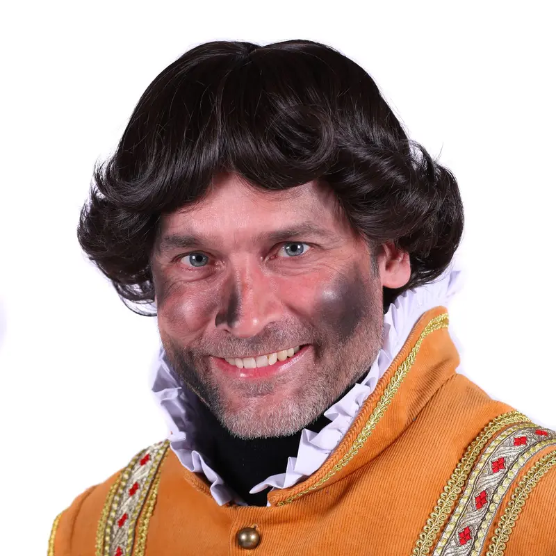 Pruik piet Midas, donkerbruin