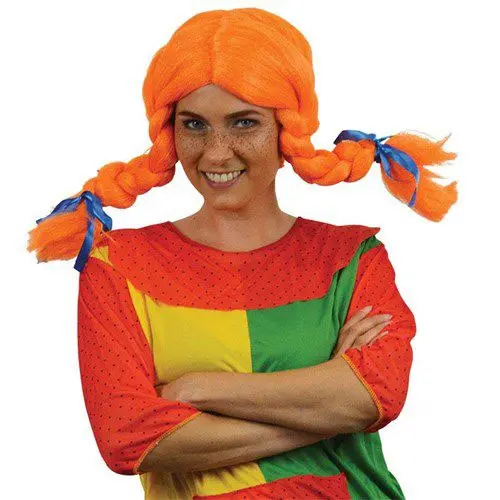 Pruik Pippi oranje