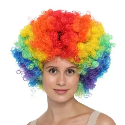 Pruik regenboog afro