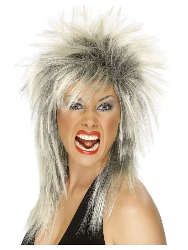 Pruik rock diva tweekleurig
