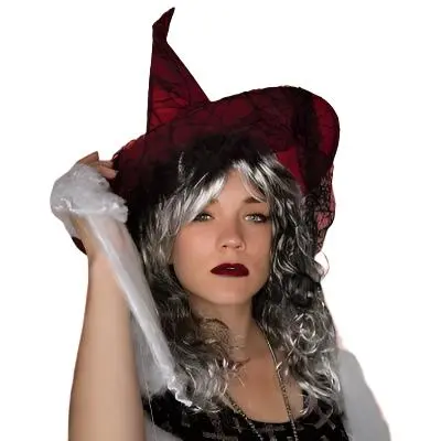 Pruik Witchy grey grijs lang