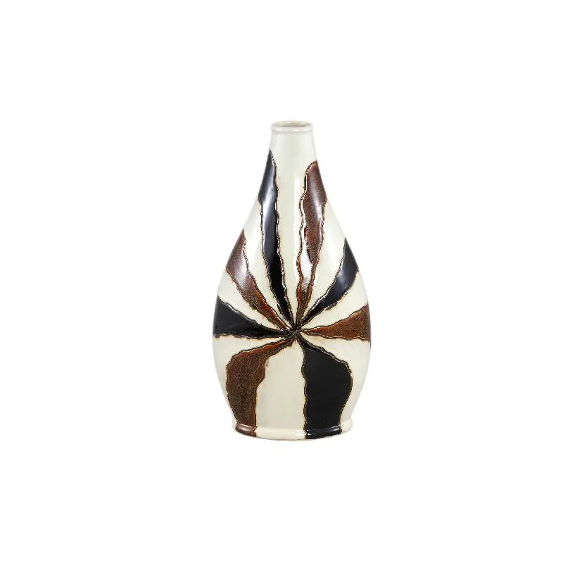 PTMD - Evelin oval ceramic vase with lines S