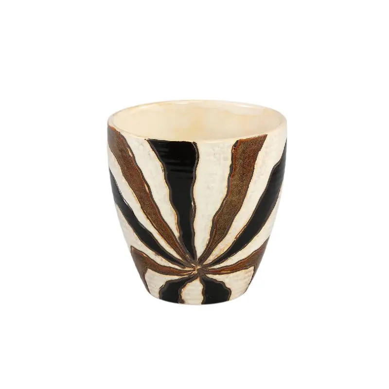 PTMD - Evelin round ceramic pot with lines L