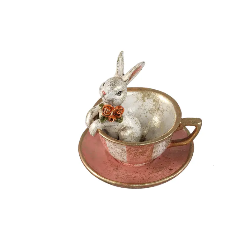 PTMD - Jardon Multicolor poly statue rabbit in tea mug