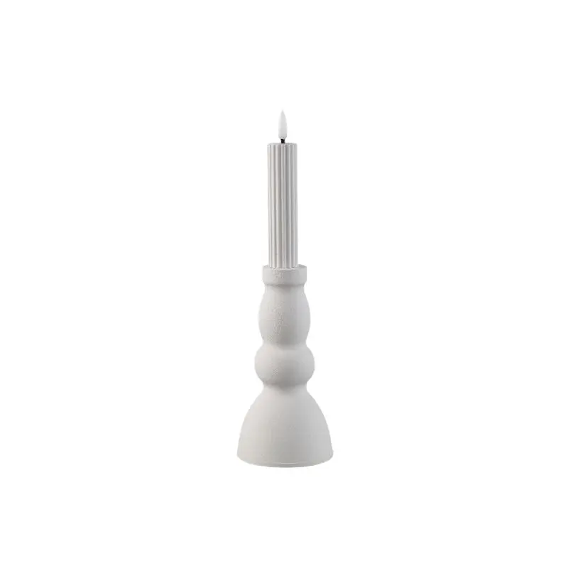 PTMD - Led Candleholder White metal candle C L