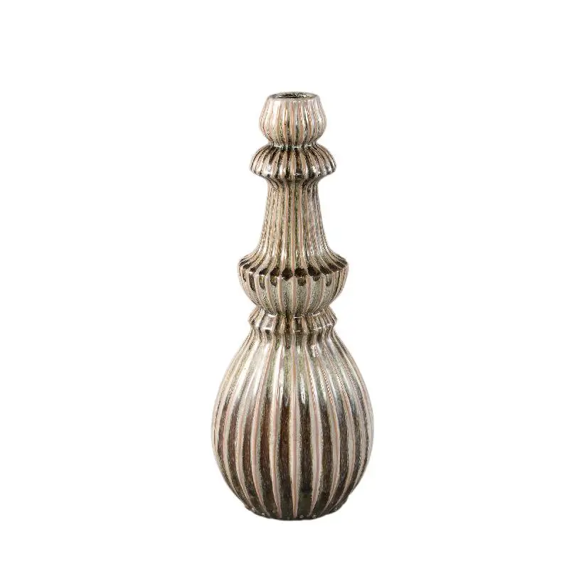 PTMD - Myrtle Cream ceramic round ribbed vase M