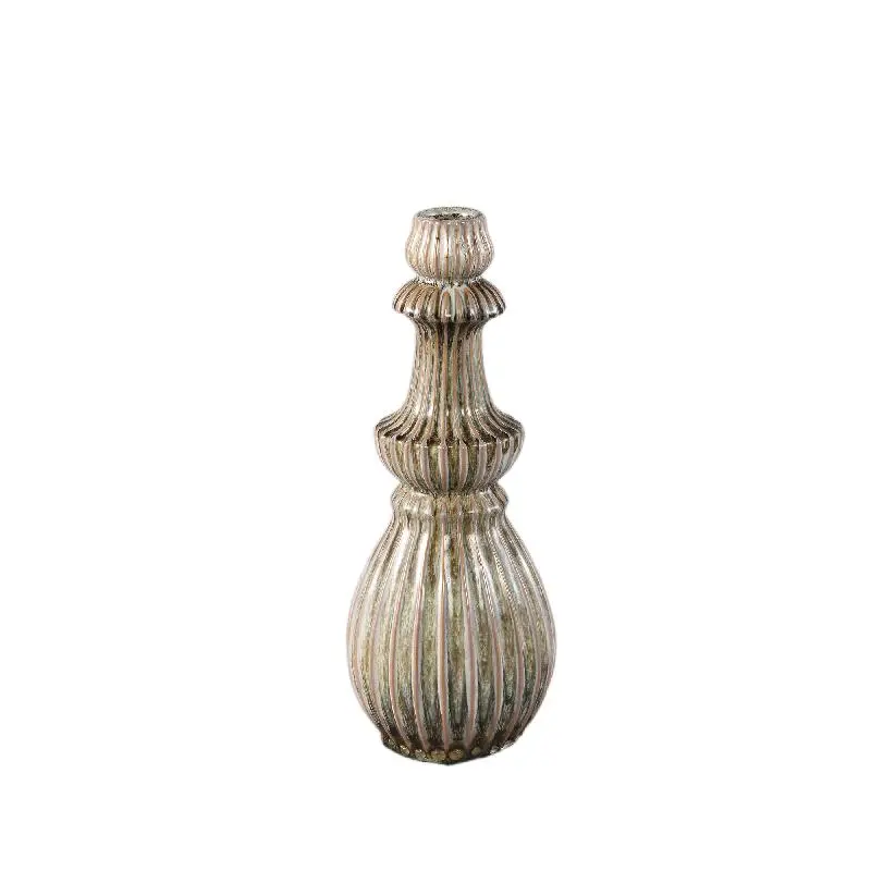 PTMD - Myrtle Cream ceramic round ribbed vase S