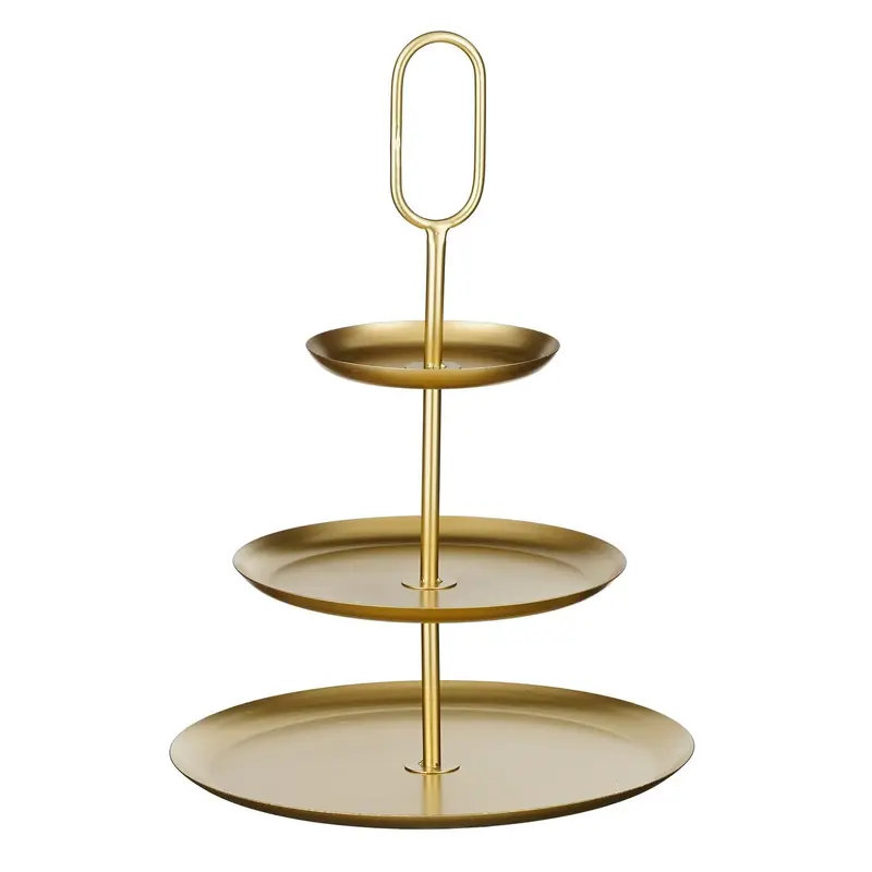 Rama etagère 3-laags - goud rond