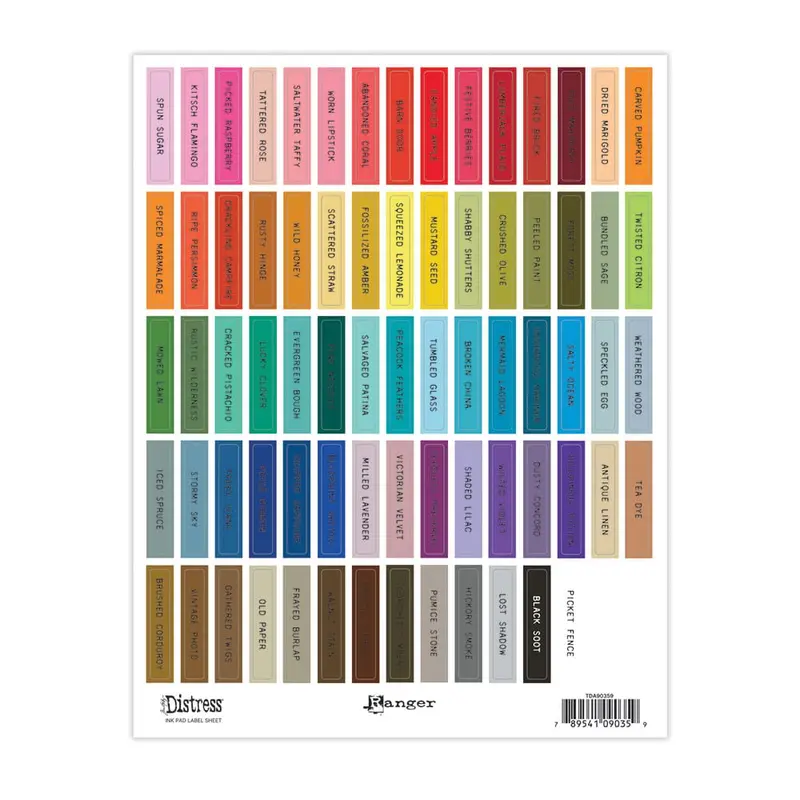 Ranger - Tim Holtz Distress® Ink Pad Label Sheet - Black Printing
