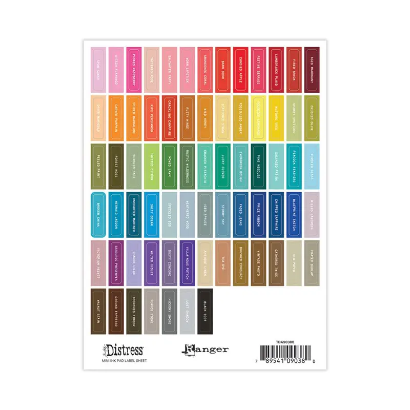 Ranger - Tim Holtz Distress® Mini Ink Pad Label Sheet - White Printing