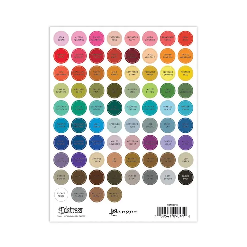 Ranger - Tim Holtz Distress® Small Round Label Sheet - Black Printing
