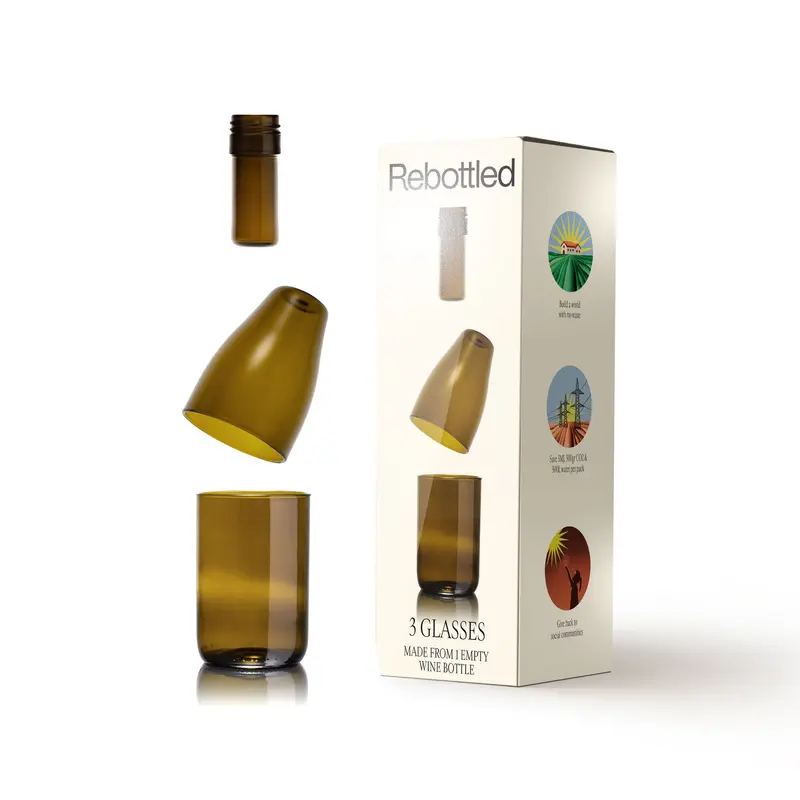 Rebottled Treble unieke waterglazen set van 3