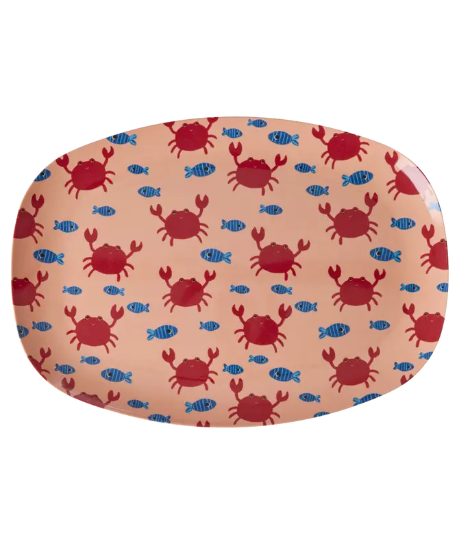 Rice - Groot Rechthoekig Dinerbord - Crab Print