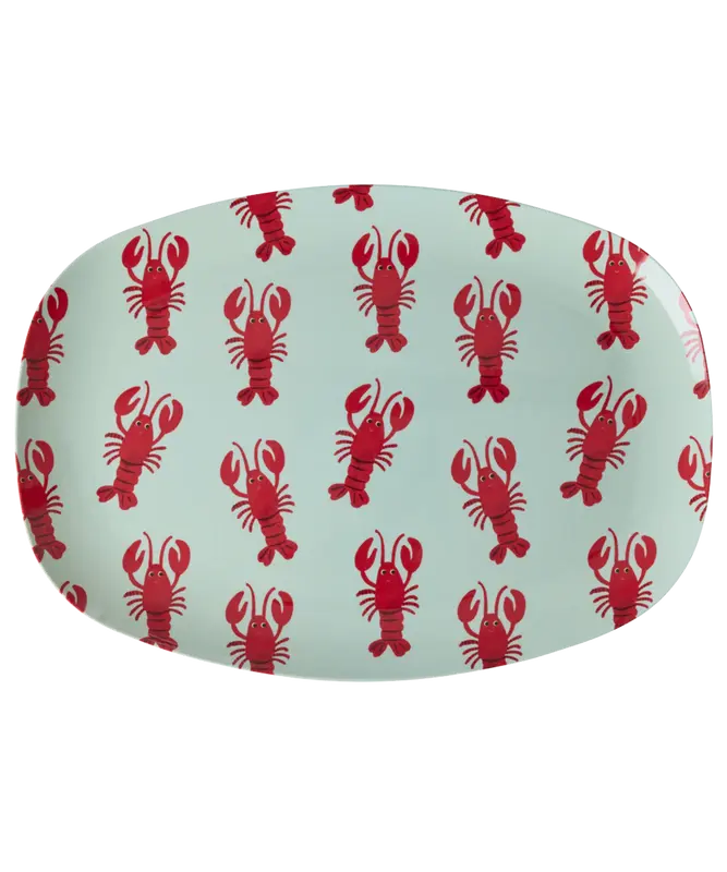 Rice - Groot Rechthoekig Dinerbord - Lobster Print