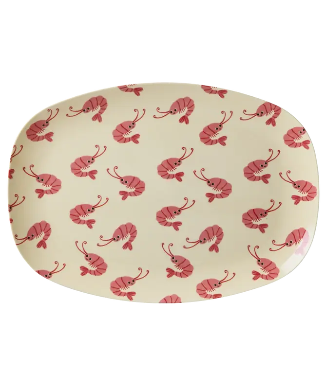 Rice - Groot Rechthoekig Dinerbord - Shrimp Print