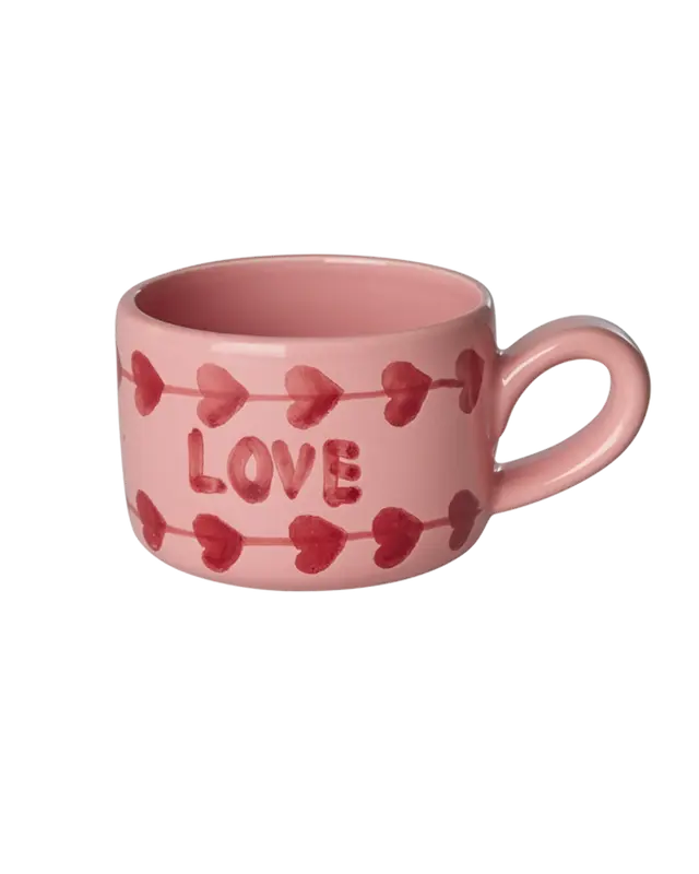 Rice - Keramiek Cappuccino mok - Roze - Hand-painted LOVE