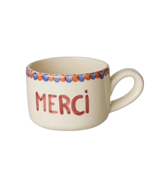 Rice - Keramiek Cappuccino mok - Wit - Hand-painted MERCI