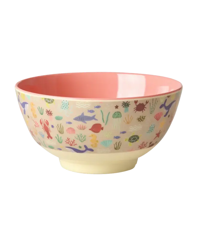 Rice - Melamine bowl medium - Koraal - Ocean print