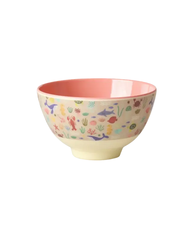 Rice - Melamine bowl small - Koraal - Ocean print