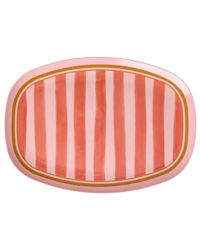Rice - Melamine plate with organic stripes print