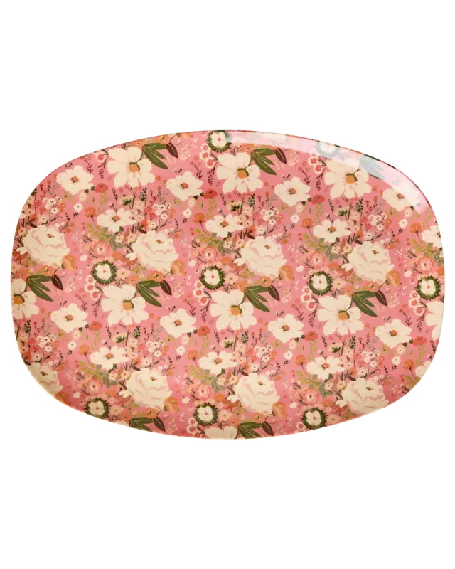 Rice - Melamine Rectangular Plate with Alison Flower print