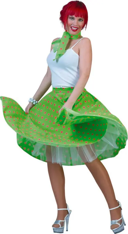 Rock 'n Roll rok + sjaal neon green (one size)