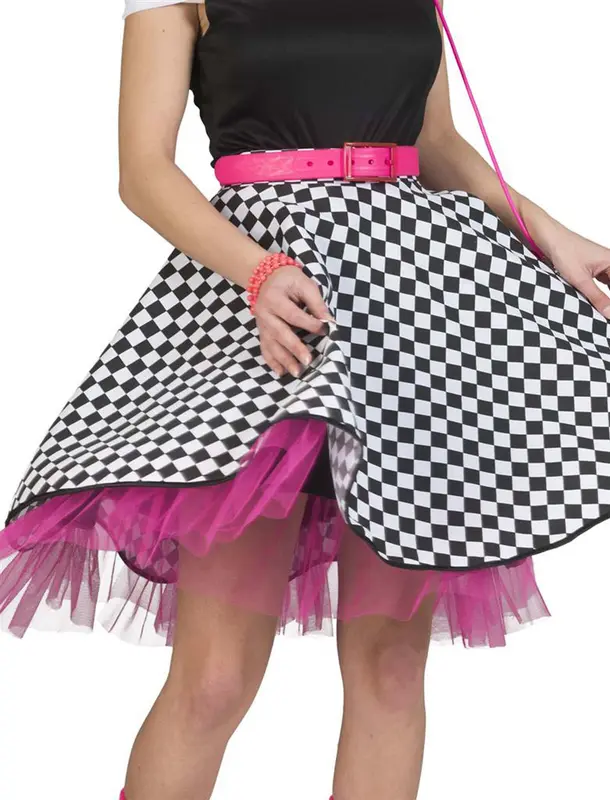 Rock 'n Roll rok zwart/wit one size