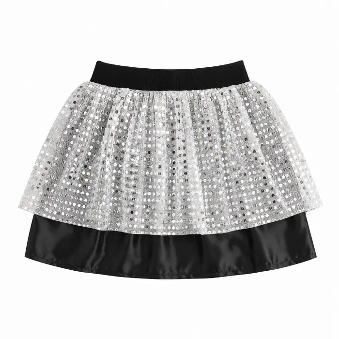Rokje glitter zilver one size