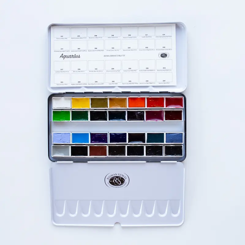 Roman Szmal Aquarius Watercolour Set 28 Full Pans Signature Master Set by Mona Omrani