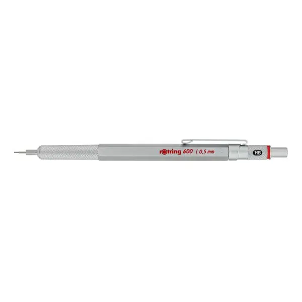 Rotring 600 zilver vulpotlood 0.5mm/0.7mm
