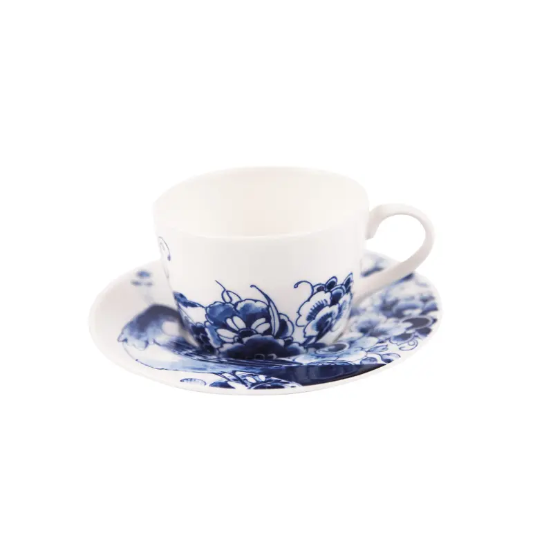 Royal Delft Peacock Symphony thee/cappuccinokop met schotel