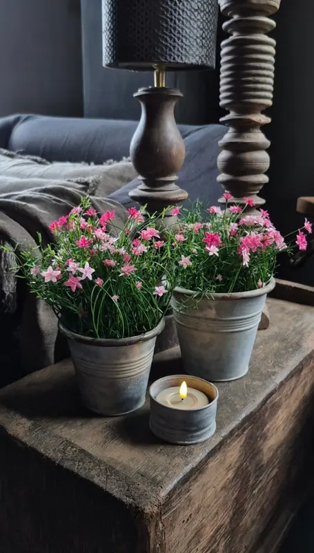 Roze sterbloem kunstplant in binnenpot 25 cm